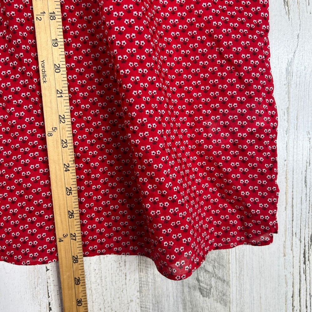 J.Crew Womens 3X Red Floral Button Front Flutter Sleeve Cotton Voile Blouse Top - Picture 7 of 7